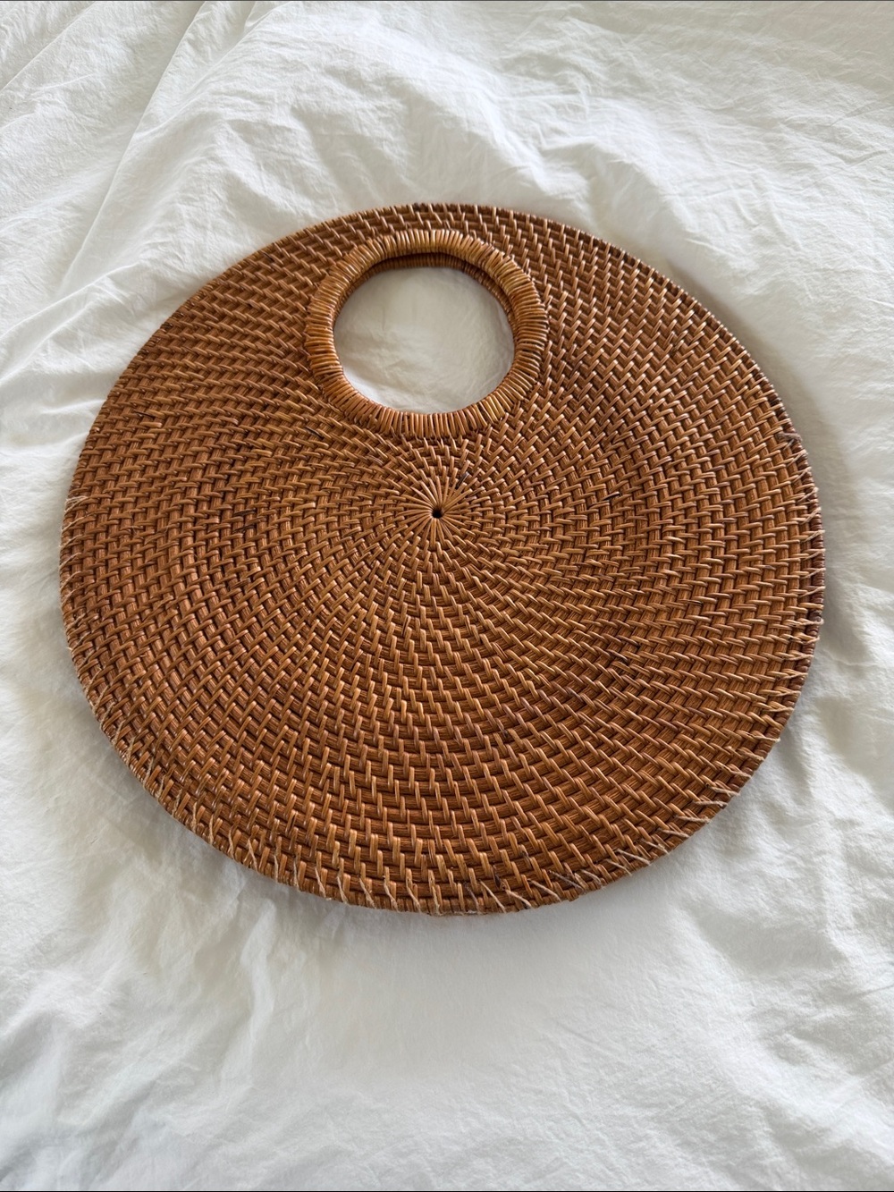 Mark & Graham rattan circle clutch